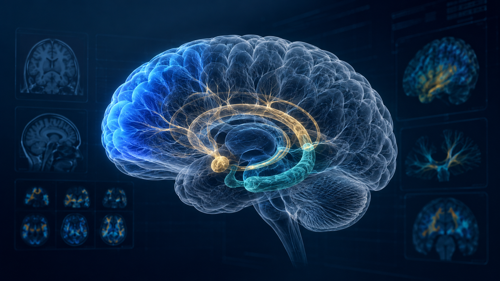 Clinical neurobiology visualization of limbic and cortical pathways
