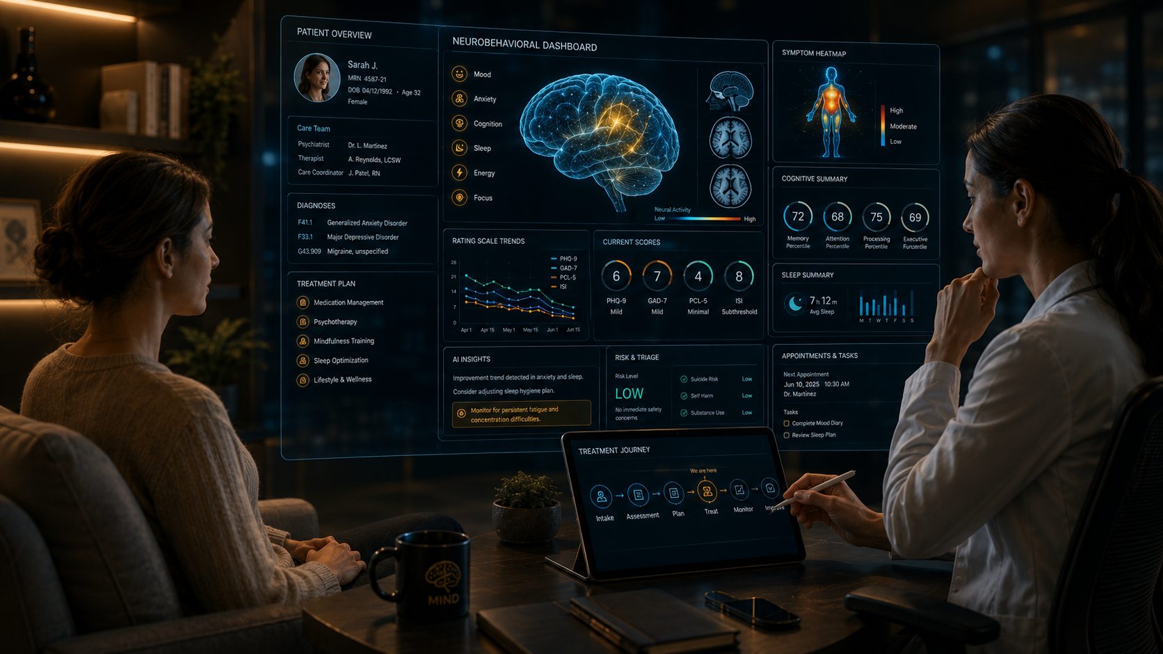 Clinicians collaborating in a neurobehavioral health practice
